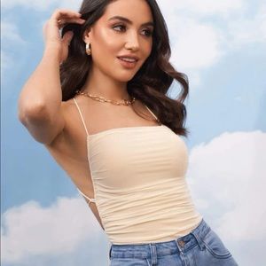 Shein Khaki Lace Up Bodysuit